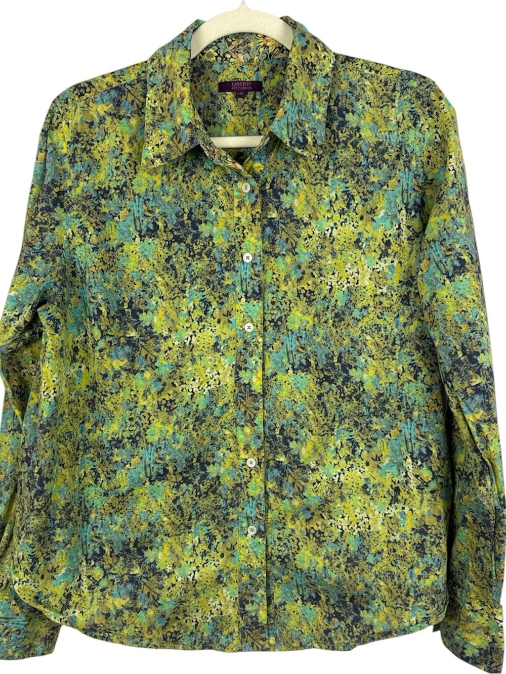 Liberty Art Fabrics Impressionist Floral Button Down Shirt Cotton Size Large